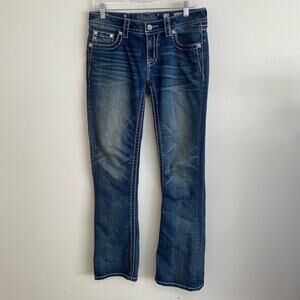 Miss Me Women's Jeans Signature Rise Boot Cut Thick Stitch Blue 29